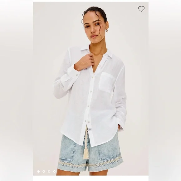 Rails Ellis gauze white organic cotton Button-Up Shirt S - Picture 1 of 9